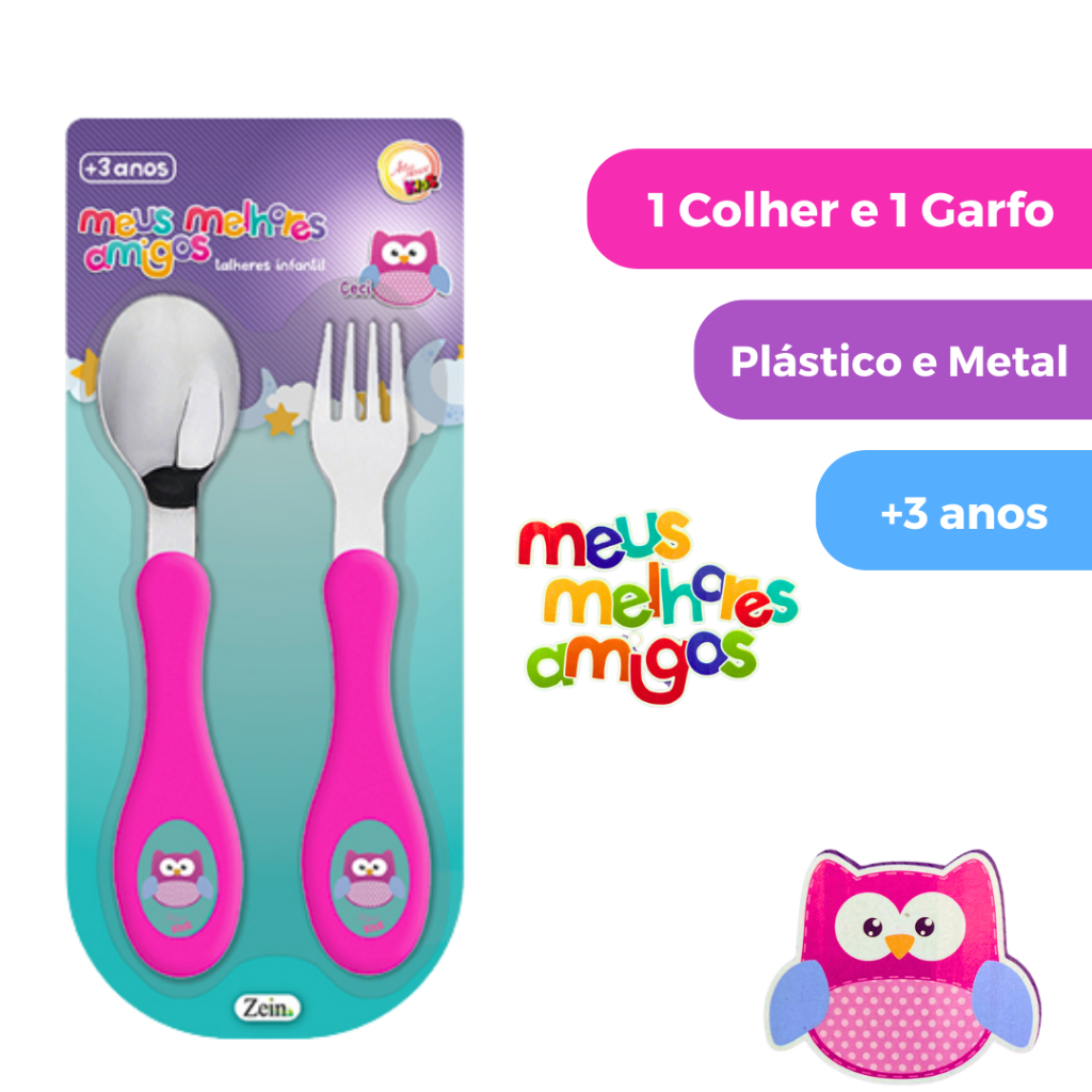 Talher Infantil Colher E Garfo Melhores Amigos 02 Unidades Conjunto ...