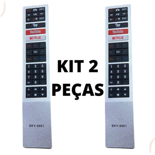 KIT 2 CONTROLE REMOTO PARA TV AOC Led Smart 4k Full Hd Netflix Youtube