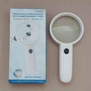 Lupa de mão com Luz Led para Leitura, Coleção de Selos e Moedas, Bula/ Aumenta x3
