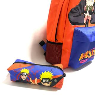 Kit mochila e estojo grande padrão escolar Naruto uzumaki hokage versão  anime desenho geek nerd