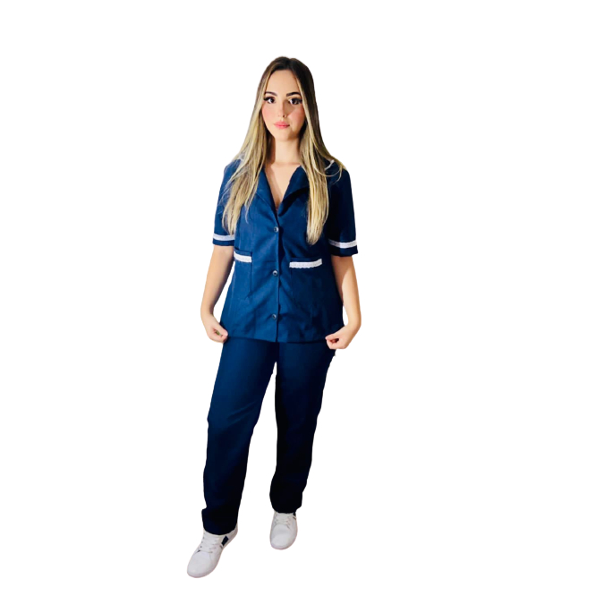 Conjunto Uniforme Doméstica Faxineira Empregada Copeira Uniforme Empresas - 41