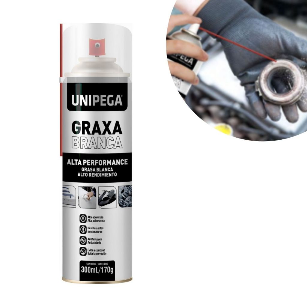 Graxa Em Spray De Alta Performance Branca 300ml Unipega