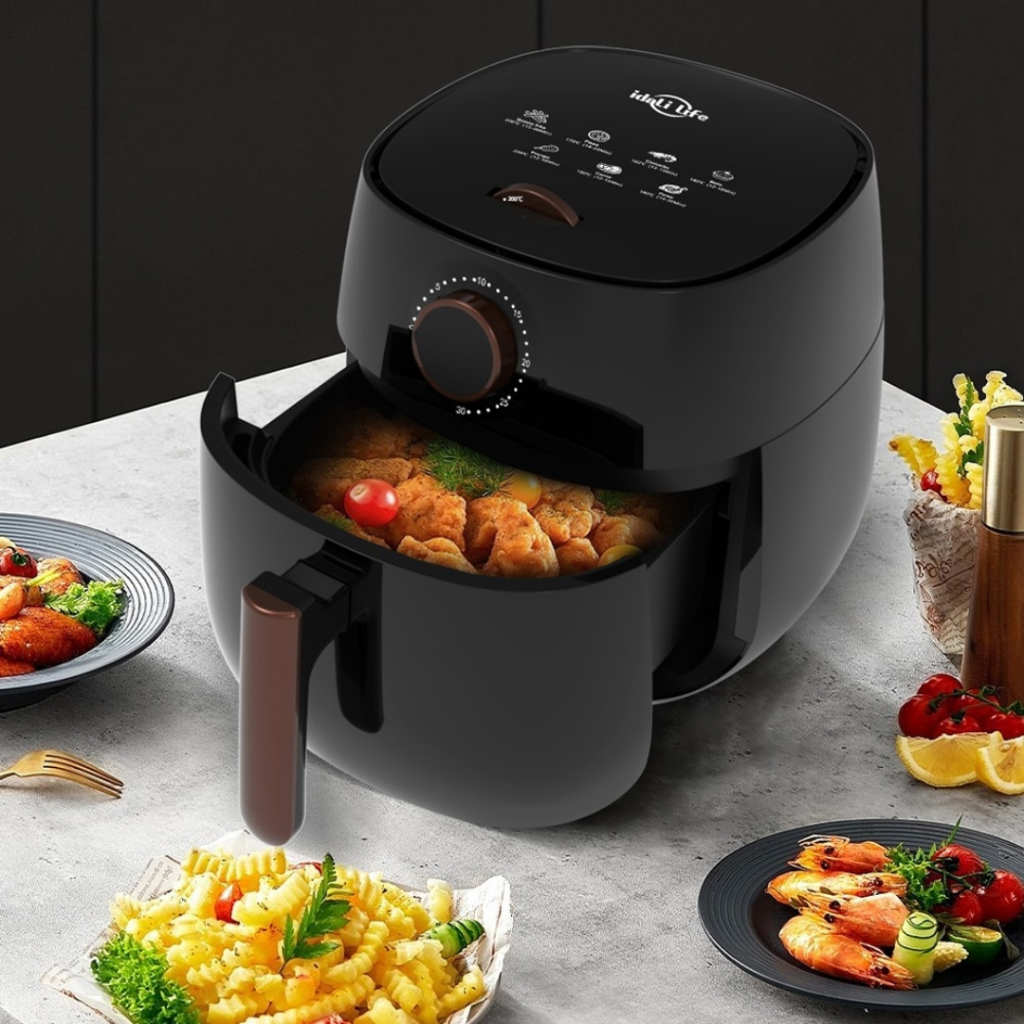 Fritadeira Elétrica sem Óleo 4L Air Fryer Gaabor Digital Touch 127V  -1400Watts- Grafite/Branco