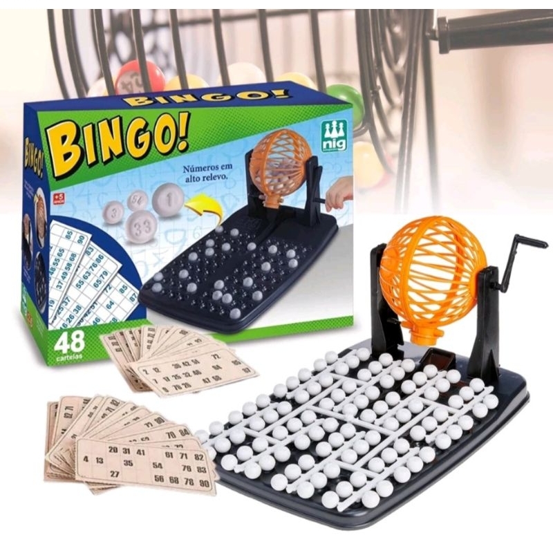 Jogo de Bingo Completo Tradicional Globo Giratório 245 Peças na