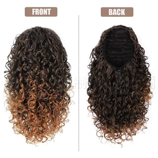 Cabelo Cacheado Peruca de Rabo De Cavalo Curto Com Ajustes Puff 45cm Fashion You 002