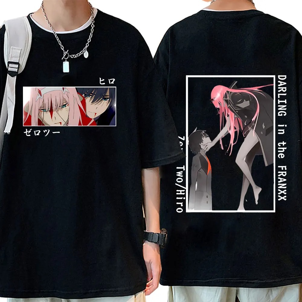 Camiseta Básica Unissex Darling In The Franxx Zero Two Hiro
