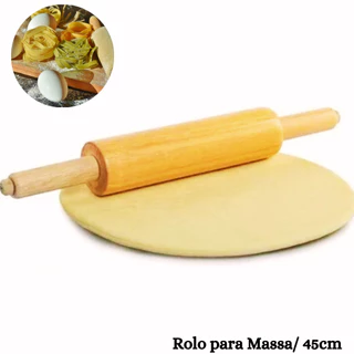Rolo de Madeira para Massas 45cm Pizzas Macarrão Pães Prático Resistente Rolo Giratório Multiuso em Oferta na Shopee