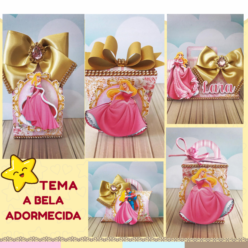 Kit 20 Lembrancinhas tema A Bela Adormecida - Pegue e Monte