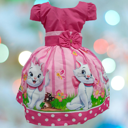 Vestido Infantil Gatinha Marie Festa Aniversario Temático - Pingo de Gente  Baby Kids