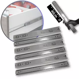 10 Corrediça Telescópica 40cm – 400mm 5 PAR Gaveta Moveis Armário Trilho Zincada Reforçada Corredica Gavetas Armario 5 Pares