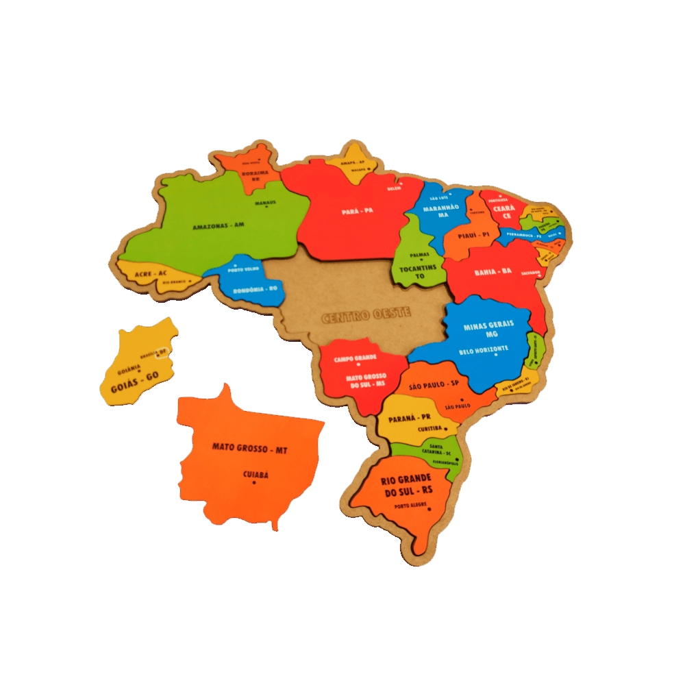 Quebra Cabeça Gigante Mapa do Brasil e Estados 26 peças