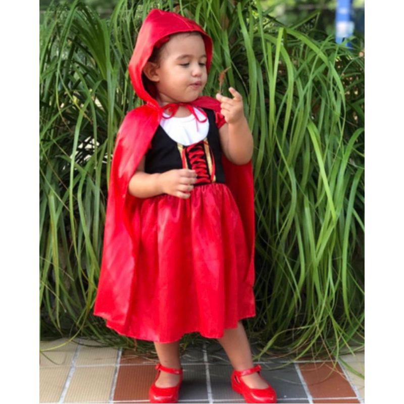 fantasia vestido chapeuzinho vermelho infantil temático