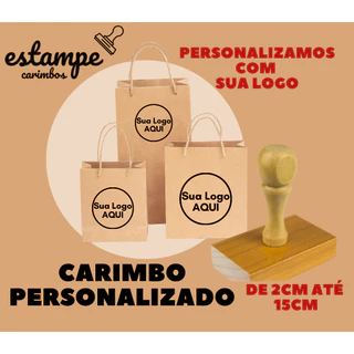 Carimbo Personalizado com Logomarca para Sacolas Kraft, Tecidos, Plástico. Destaque sua Marca!