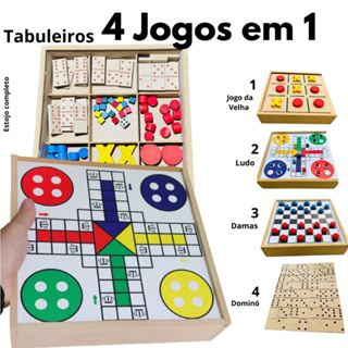 Jogo de Tabuleiro 4 em 1 Xadrez Dama Cobras & Escadas Xadrez Avião