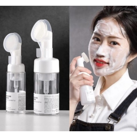 Frasco Pump Espumador Com Escova De Silicone Para Limpeza Facial Skin Care 120ml/150ml/180ml
