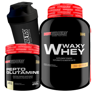 Kit Whey Protein Waxy Whey Pote 2kg + Pepto Glutamine 250g + Coqueteleira - Kit Para Ganho Muscular e Desempenho do Exercício - Bodybuilders