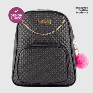 Mochila Feminina Bolsa Mochilinha Fashion Com Lindo Detalhe Corrente + Chaveiro Pompom