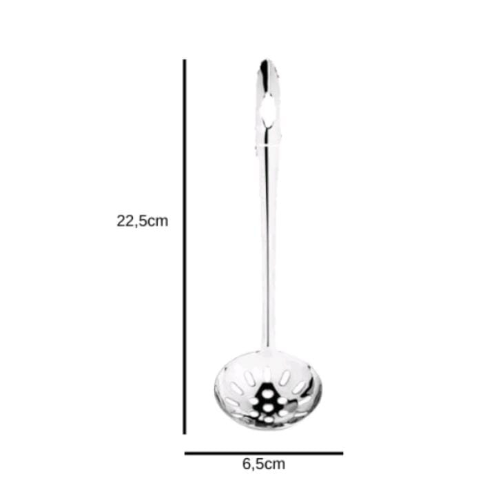 Concha Conchas 22,5X6,5CM Vazada Aço Inox Feijão Cozinha Multiuso Universal Original Line
