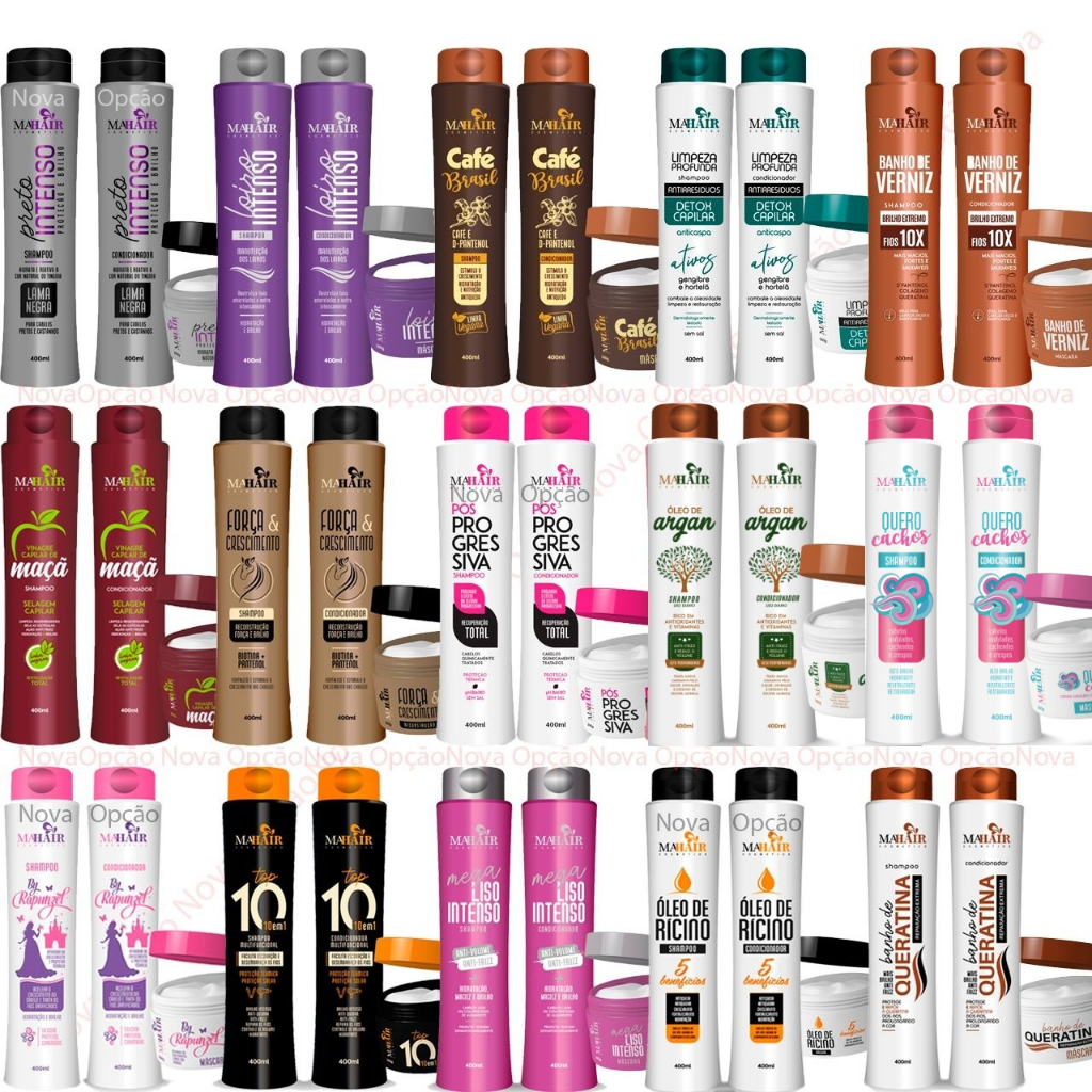 Kit Hidratação Capilar Mahair a Sua Escolha - Shampoo, Condicionador e ...