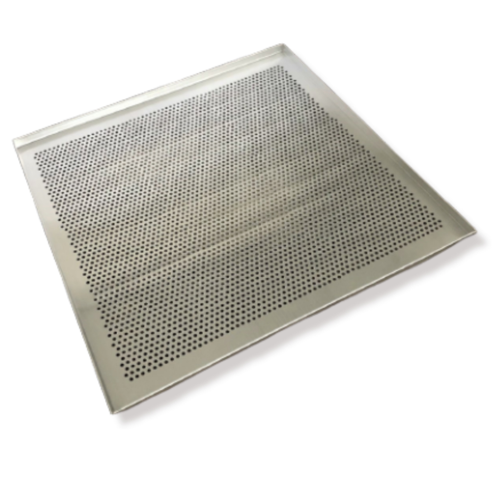 Kit 4 Assadeira Bandeja Pão Francês Perfurada Reta Alumínio 35x35x2 Forno Caseiro