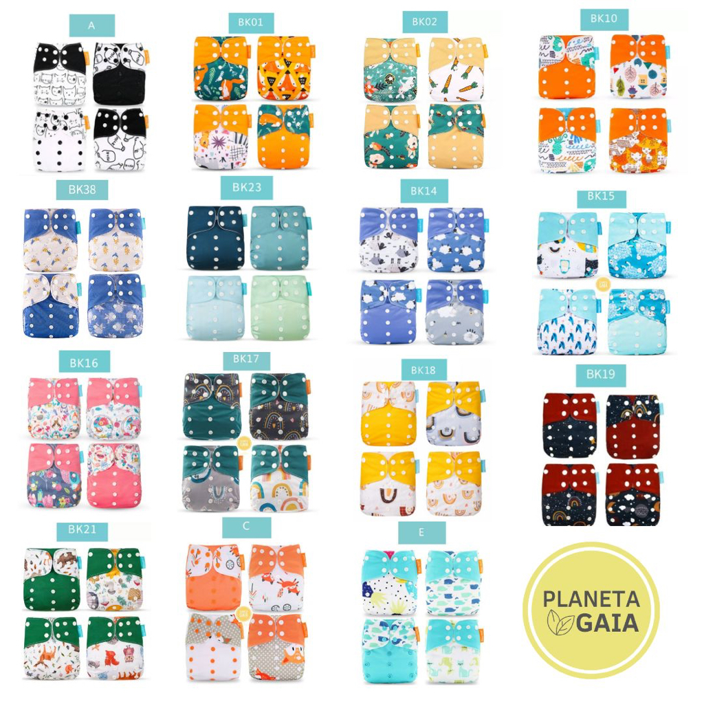10 Fraldas Ecológicas Premium Happy Flute + 10 Absorventes Moletom Diurno e Noturno