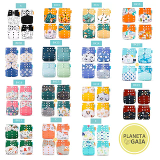 10 Fraldas Ecológicas Premium Happy Flute + 10 Absorventes Moletom Diurno e Noturno