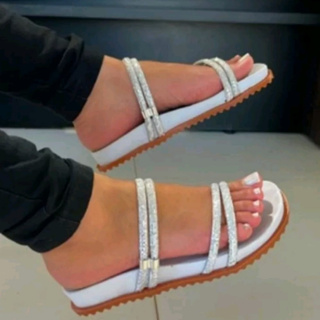 Papete Sandália Feminina Birken Tira De Brilho Rasteira