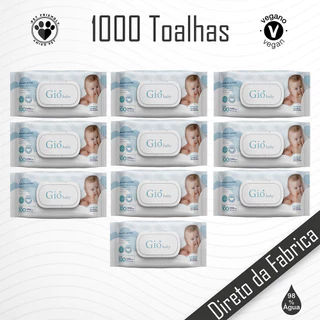 10 Pacotes de Toalhas\Lenço Umedecido 100 Folhas 20X13 cm - GIÓ BABY
