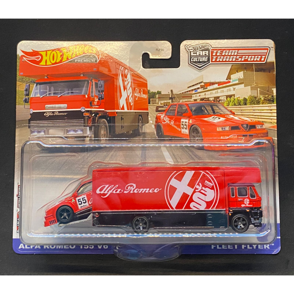 Team Transport Alfa Romeo 155 V6 Ti And Fleet Flyer Hot Wheels Premium Shopee Brasil 0171