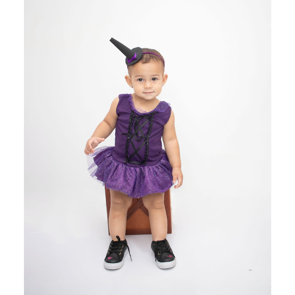 Fantasia Infantil Halloween Bruxinha com Chapéu - ENGENHA KIDS - Produtos e  acessórios para bebê