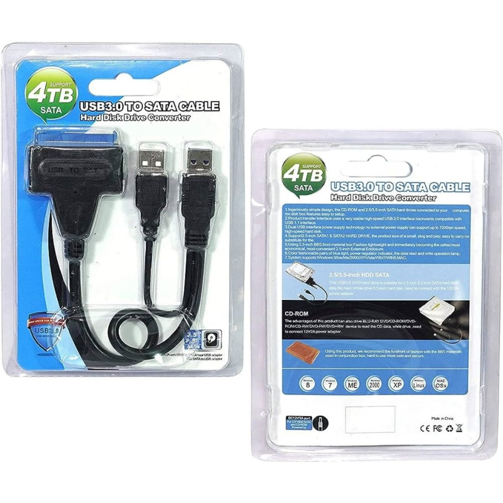 Cabo Adaptador Usb 3.0 P/ Sata 2.5 E 3.5 Ssd Hd Computador