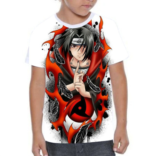 Kit Conjunto 2 Camiseta Infantil Naruto Sasuke e Boruto Akatsuki