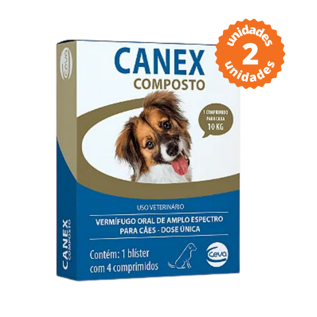 Vermifugo Para Cachorro Canex Composto 4 Comprimidos x 2 Unidades ...