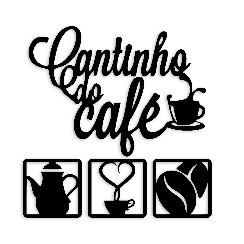 Kit Cantinho do Café 4 Peças 30cm Decoração Cozinha Mdf 3mm C/Dupla Face
