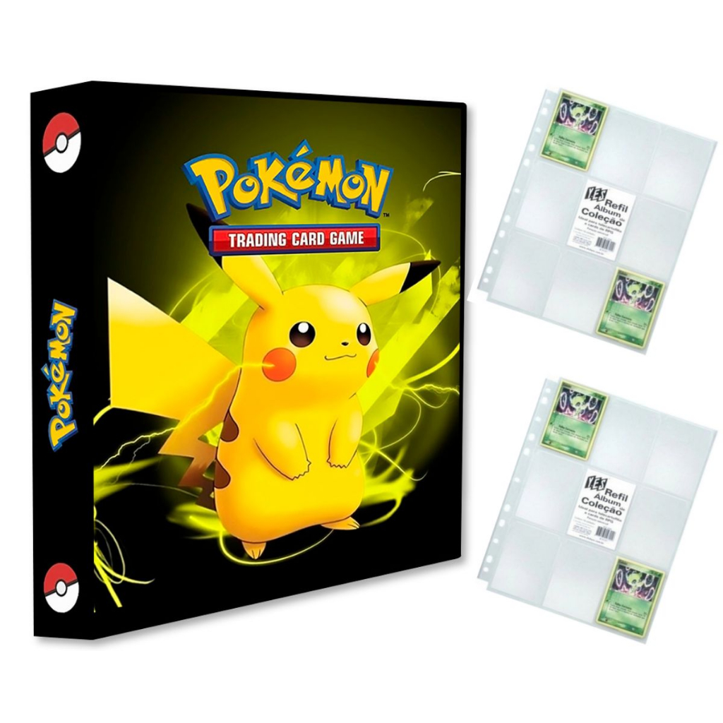 ポケットモンスターアルバム Álbum Pasta Fichário Pokemon com 20 Folhas YES 9 Bolsos Pikachu