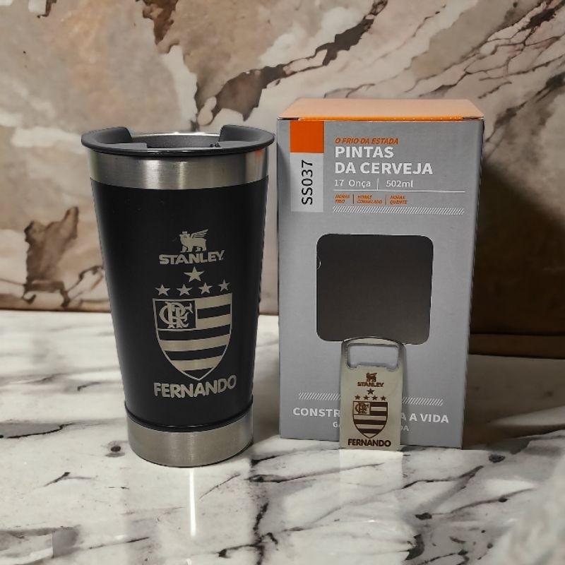 Copo térmico 500ml Flamengo com personalização laser