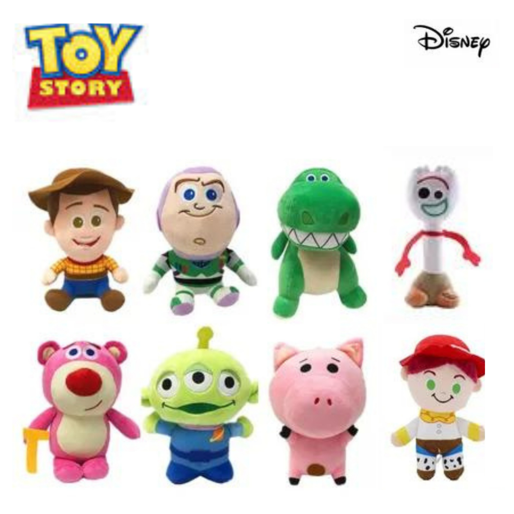 Bonecos De Pelúcia Toy Story 25CM Woody Jessie Alien Garfinho Lotso Buzz Rex Brinquedo Para Crianças