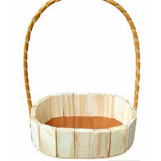 kit/10 unidade cestas fraldeira madeira pinus 13/18cm oval///D