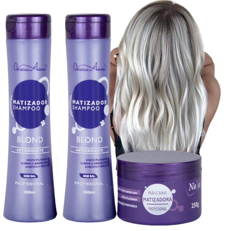 Matizador Platinum Cabelos Loiros Kit 3 Produtos Cabelos Loiro Branco ...