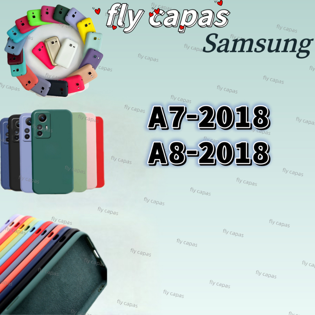 Capinha Para Samsung A7-2018,A8-2018,capa silicone case Aveludada Colorido,e capinha transparente