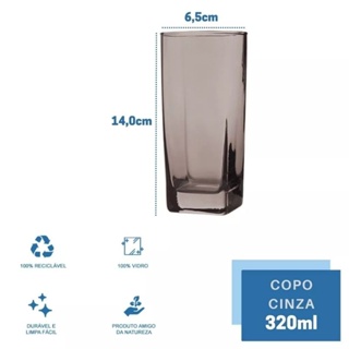 Conjunto 2 Copos Vidro Bellagio Redondo 450ml Grande Cinza - AliExpress