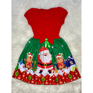 Vestido Infantil Menina Temático Natal Papai Noel