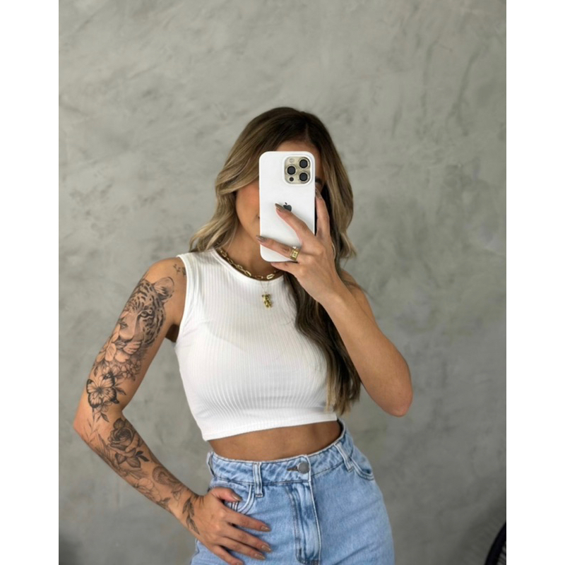 Cropped Ana Canelado Básico Shopee Brasil 8281