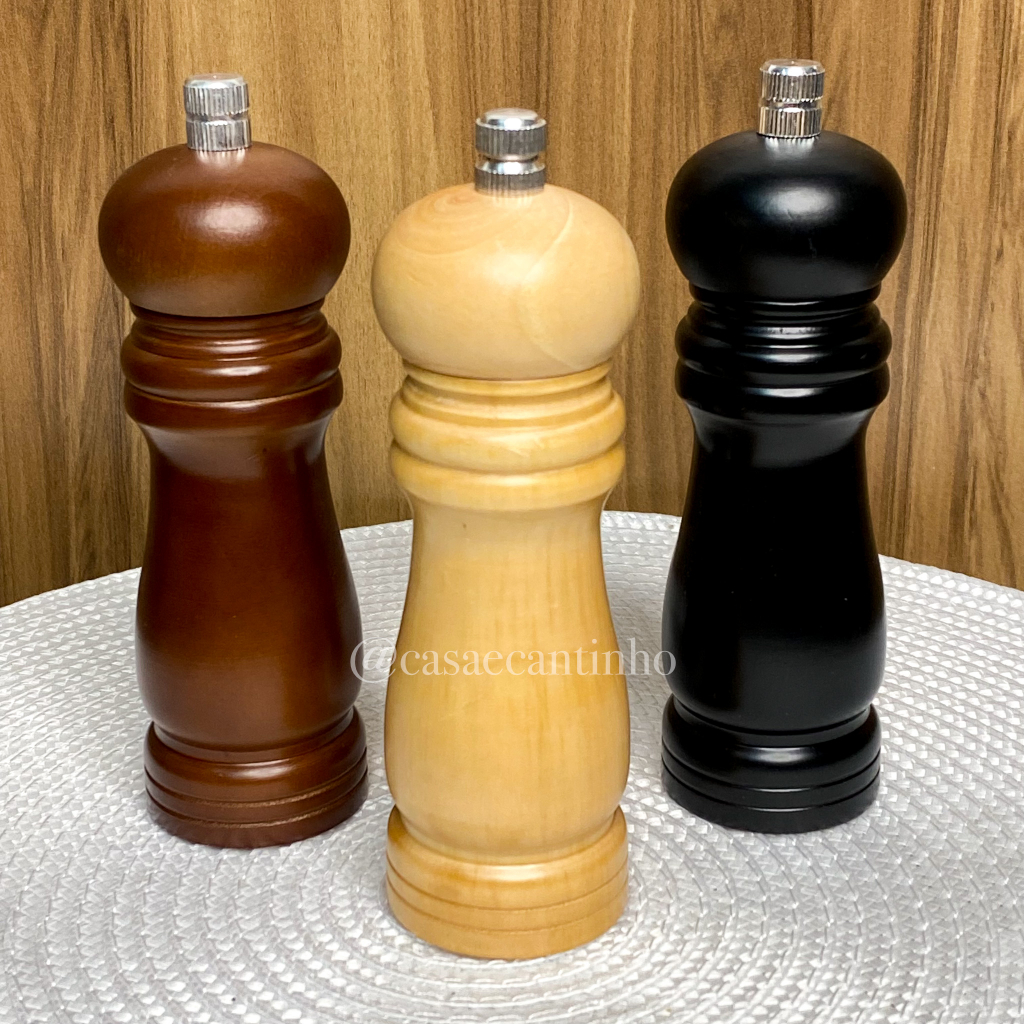 Moedor de Pimenta Sal Grosso e Grãos de Madeira para Cozinha e Decoração