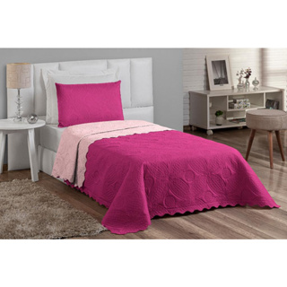 Cobre Leito 02Pçs Dupla Face Liso Vinho Solteiro Malha 100% Poliéster Promoção Matelassê