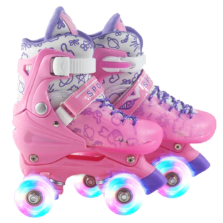 patins 4 rodas infantil quad com rodas led tamanho ajustave