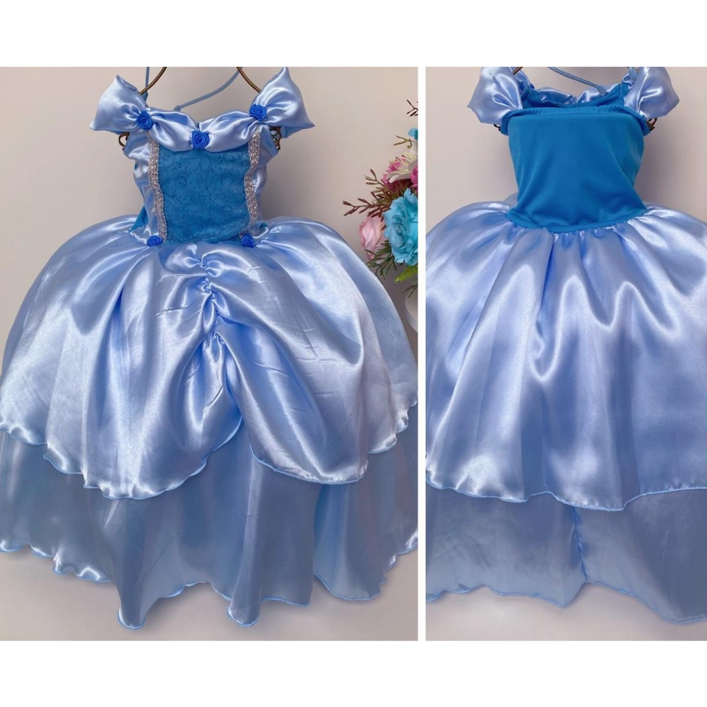 Vestido Infantil Princesa Cinderela Filme Brilho