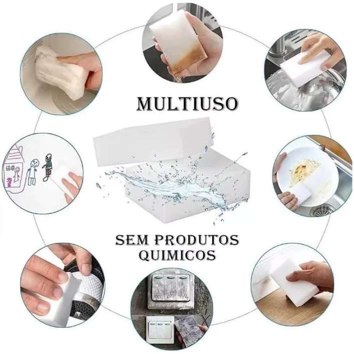 Kit 20 Esponja Mágica Remove Tira Mancha Bucha Limpa Parede Tenis Chao