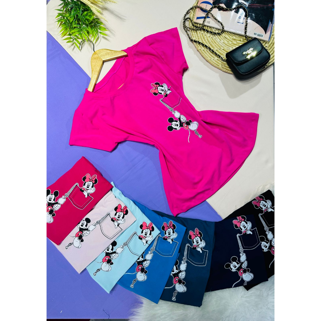 Blusa T Shirt Feminina Minnie Bolso Moda Blogueira Shopee Brasil 7455