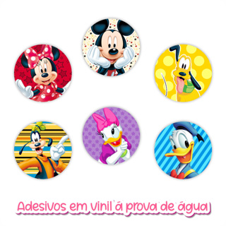 Turma do Mickey Mouse - - Etiqueta adesiva redonda - Adesivo para decoração de festa, lembrancinha e cadernos